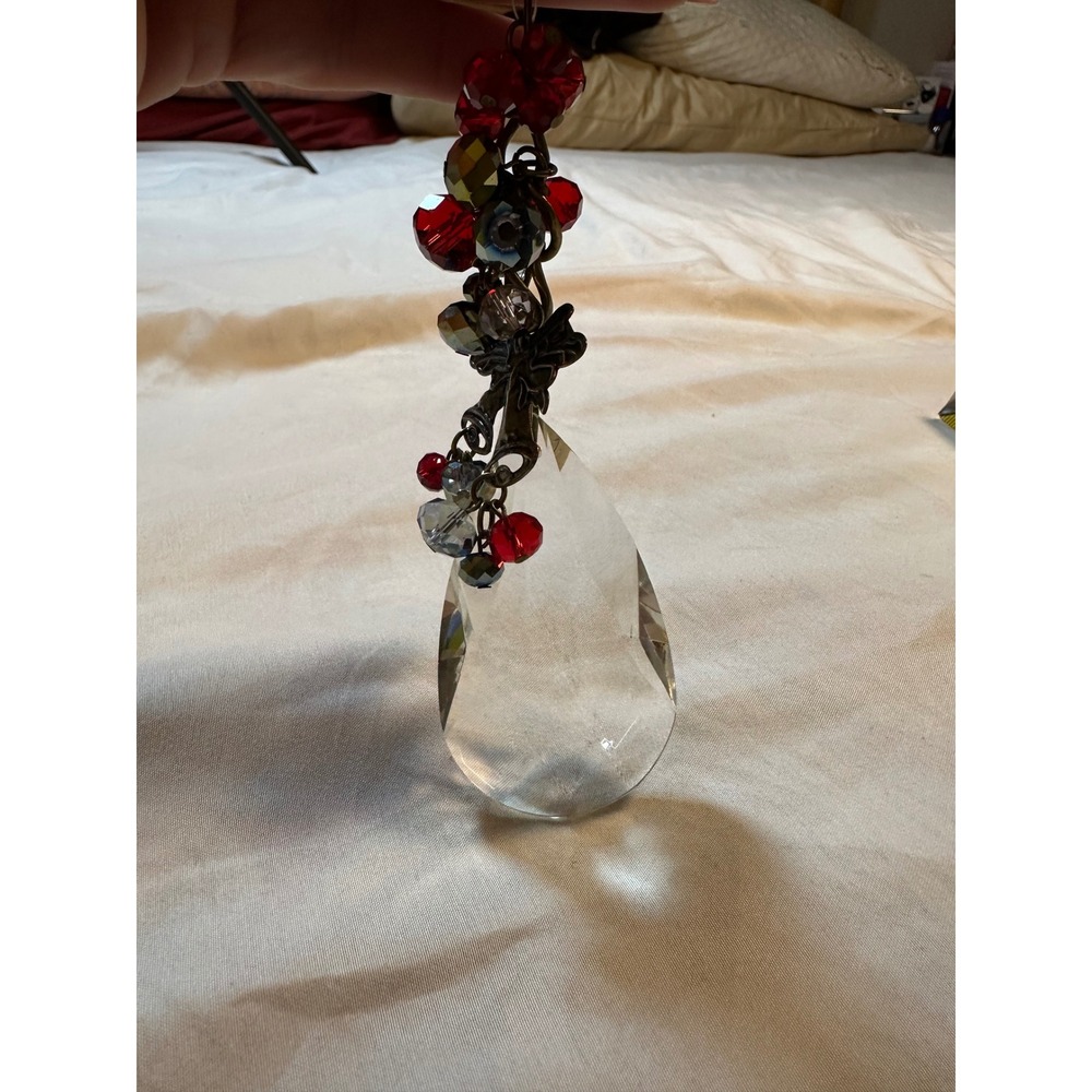 Tradition Keepers by Noelle Crystal Teardrop Christmas Ornament Red Beads TK-15